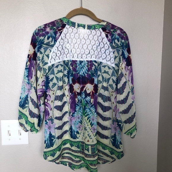 FIG & FLOWER Purple Floral Boho Blouse P - Picture 3 of 5